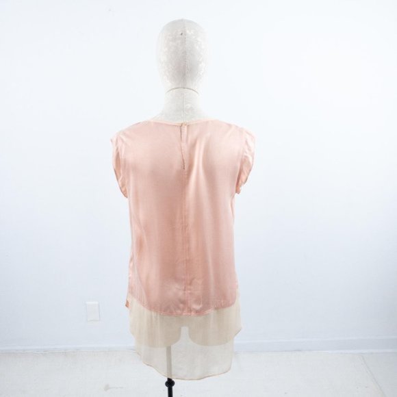Rebecca Taylor Pink Top M Silk Sheer Illusion Ballerina Blouse AS-IS - Picture 3 of 8